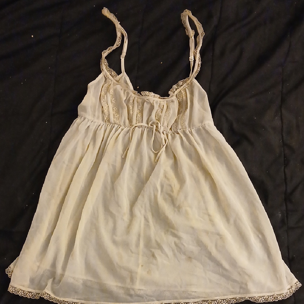 COPY - Cream Lace Trimmed Nightie Dress